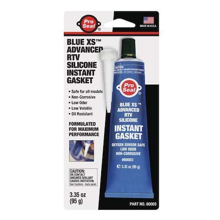 Pro Seal Gasket Maker RTV Silicone Sealant, 3 oz., Blue, Temp Range -75 to 500 Degrees F 80003