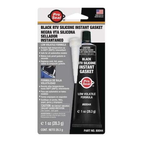 Pro Seal Gasket Maker RTV Gasket Maker, 1 oz, Black, Temp Range -75 to 500 Degrees F 80044