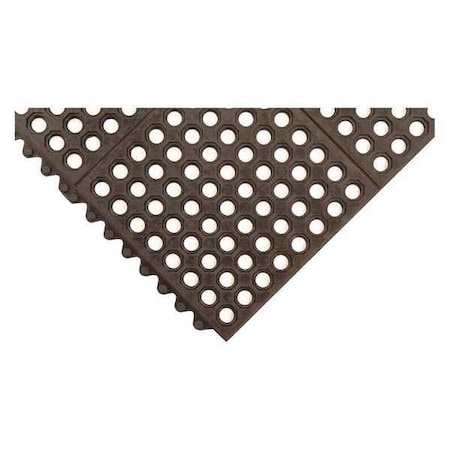 Notrax Interlocking Drainage Mat Tile, 3 ft L x 3 ft W, 1/2 in Thickness, Rubber, Mini-Diamond Studded Top 501S0033BL