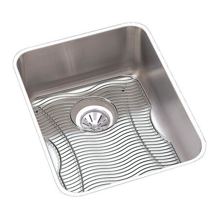 Elkay Lustertone SS, 1 Bowl UnderMnt Sink Kit, Undermount Mount, 0 Hole, 14" x 18", Lustrous Satin ELUH1418DBG