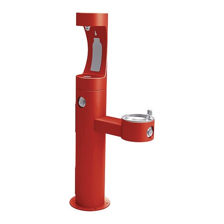 Elkay Bottle Fill Station, 2-Lvl Ped, Red 2 Levels, Red, Outdoor 4420BF1UFRKRED