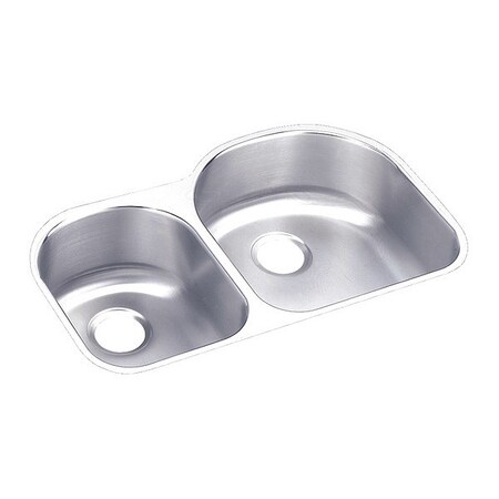 Elkay Lstrtn, SS, Offset 40/60 2 Bwl Undrmnt Snk, Undermount Mount, 0 Hole, Lustrous Satin ELUH3119L