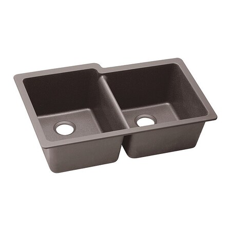 Elkay Qrtz Clssc, Offset 2 Bwl Undrmnt Snk, Grg, Undermount Mount, 0 Hole, Greige ELGU250RGR0