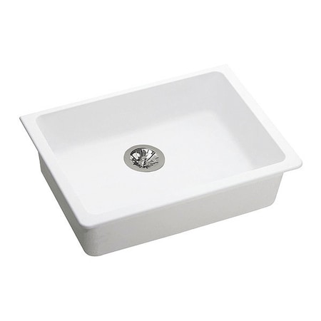 Elkay Quartz Classic, UnderMnt, White, Undermount Mount, 0 Hole, 22.339" x 16.429", White ELGUAD2519PDWH0
