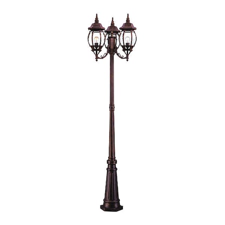 Acclaim Lighting Post Light, 3-Head, Burled Walnut 5179BW