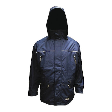 Viking Jacket, Polyester/PVC, Adjustable Wrists With Hook-And-Loop, Zipper, Navy, 2XL 850N-XXL