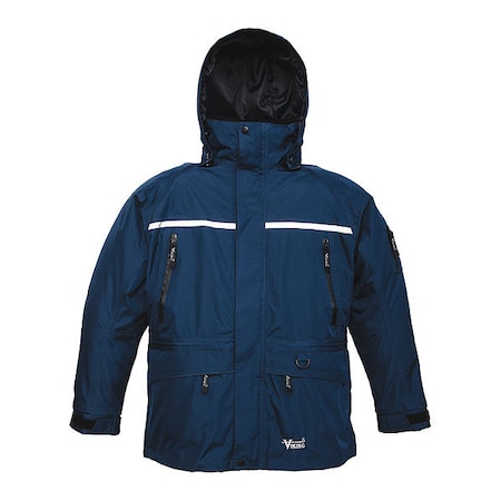 Viking Jacket, Polyester/PVC, Cuff With Hook-And-Loop, Zipper, Navy Blue, 3XL 858JN-XXXL