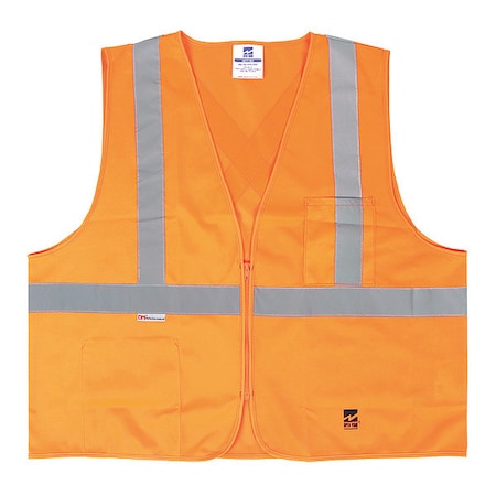 Open Road Safety Vest, Solid, Zipper, Orange, S/M, PK25 U6109O-S/M