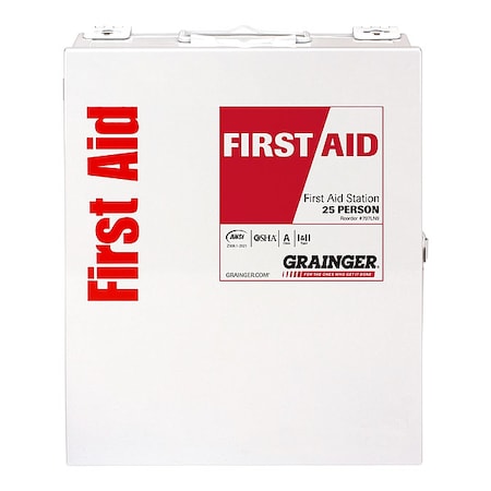 First Aid Only First Aid Kit and Housing, Metal Cabinet, 94 Components, 50 People Served 52013-021