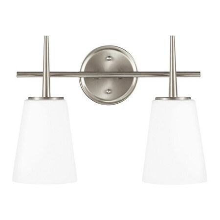Sea Gull Two Light Wall/Bath, Brushed Nickel, Height: 12" 4440402EN3-962
