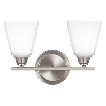 Sea Gull Two Light Wall/Bath, Brushed Nickel, Height: 9-3/4" 4413002-962