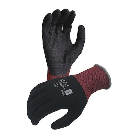 Azusa Safety Coated Work Gloves, Nitrile, Ultra-Fine Micro-Foam, Palm, Black/Grey/Red, M 1 PR KX09N