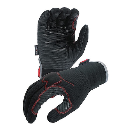Azusa Safety Mechanics Gloves, 50% Polyurethane Terephthalate, 50% Polyurethane Palm, L, Black/Red KX02A