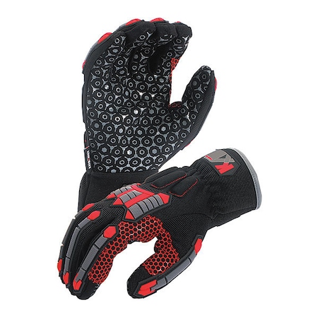 Azusa Safety Mechanics Gloves, 50% Nylon, 50% Polyurethane, Silicone Printing (100% Silicone) Palm, XL KX03