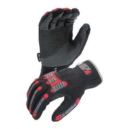 Azusa Safety Mechanics Gloves, 75% Polyester, 25% Polyurethane Palm, XL, Black/Red KX03A