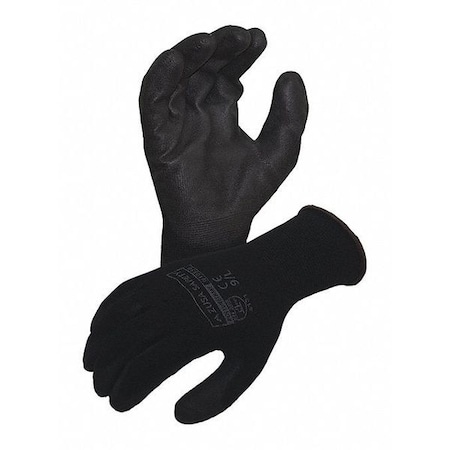 Azusa Safety Coated Work Gloves, Polyurethane, Smooth, Palm, Black/Black, M 1 PR N10556