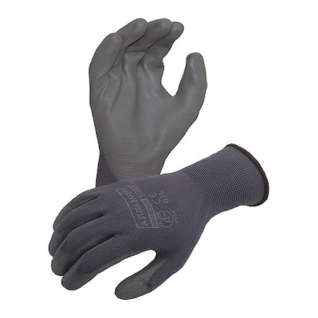 Azusa Safety Coated Work Gloves, Polyurethane, Smooth, Palm, Grey/Grey, XS 1 PR N10559