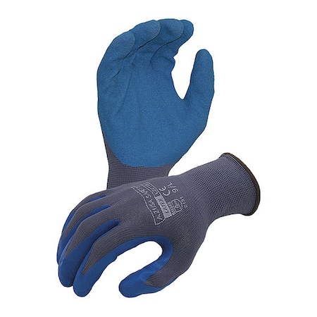 Azusa Safety Coated Work Gloves, Latex, Crinkle, Palm, Grey/Blue, S 1 PR L22118