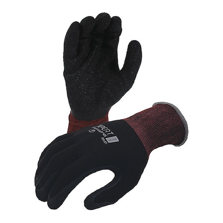 Azusa Safety Coated Work Gloves, Latex, Crinkle, Palm, Black/Grey/Red, 2XL 1 PR KX12N