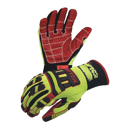 Azusa Safety Cut Resistant Gloves, Synthetic Suede Palm, L, Hi-Visibility Yellow/ Red RIGRAP