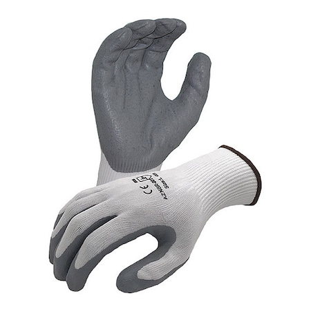 Azusa Safety Coated Work Gloves, Nitrile, Textured-Foam, Palm, White/Grey, L 1 PR AZNBR001