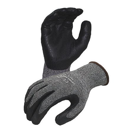 Azusa Safety Coated Work Gloves, Nitrile, Textured-Foam, Palm, Grey/Black, L 1 PR AZNBR006
