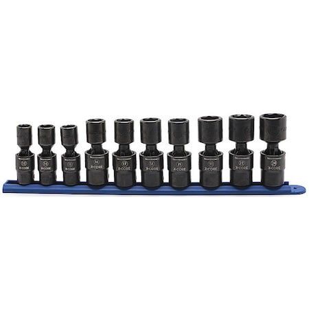 Gearwrench 10 Piece 1/2" Drive 6 Point Standard X-Core Pinless Universal Impact Metric Socket Set 84979