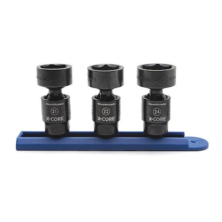 Gearwrench 3 Piece 3/8" Drive 6 Point Standard X-Core Pinless Universal Impact Metric Socket Set 84976