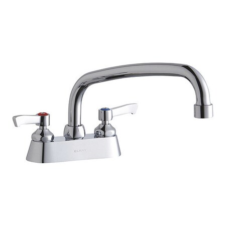 Elkay Centerset, Deck Faucet, 10" Arc Tube Spout, Lever Handle, 4" Mount, 2 Hole Commercial LK406AT10L2