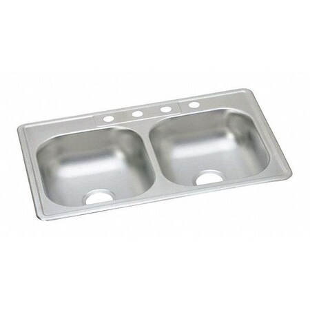 Elkay Dayton SS, , Equal 2 Bowl Top Mnt Sink, Drop-In Mount, MR2 Hole, Satin KW5023322MR2