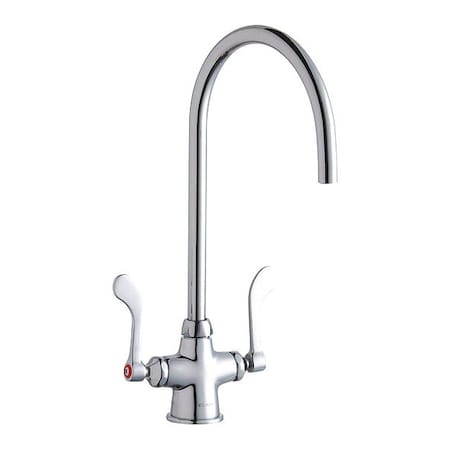 Elkay Deck Laminr Flow Faucet, 8" Gsnck Spout, Chrome, Wristblade Handle, Single Hole Only Mount, 1 Hole LK500LGN08T4