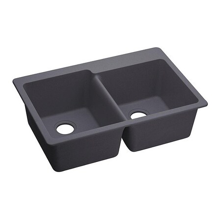 Elkay Quartz Luxe 33x22x9-1/2", T-Mnt, Charcoal, Drop-In Mount, Pre-scored for up to 4 Hole, Charcoal ELX250RCH0