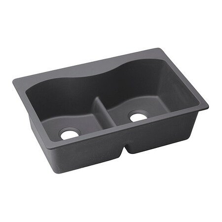 Elkay Quartz Luxe 33x22x9-1/2", T-Mnt, Charcoal, Drop-In Mount, Pre-scored for up to 5 Hole, Charcoal ELXLB3322CH0