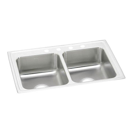 Elkay Celebrity SS, Equal 2 Bowl Top Mnt Sink, Drop-In Mount, 1 Hole, Brushed Satin PSR33221