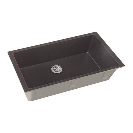 Elkay Quartz Luxe, Undrmnt Ktchn Snk, Drn, Caviar, Undermount Mount, 0 Hole, Caviar Finish ELXRUP3620CA0