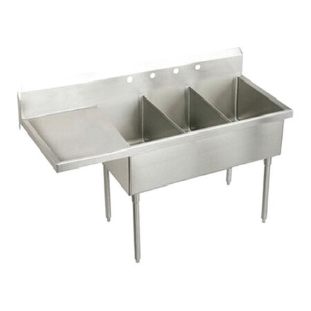 Elkay Scullery  3 Compt, L/R Drainboard, Floor Mount, 4 Hole MN13835D4