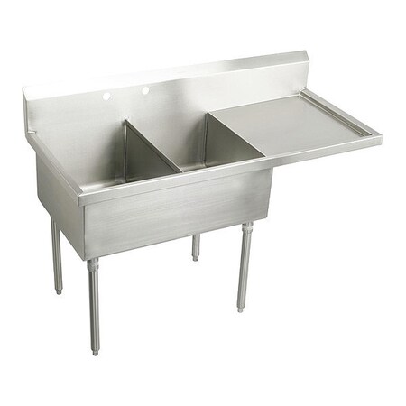 Elkay Sink, Floor Mount, 2 Hole, Left Bowl 18" x 24", Right Bowl 18" x 24", Buffed Satin WNSF8236R2