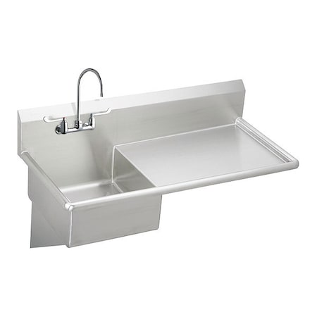 Elkay Wall Hung Srvc Sink Kit, SS, 49, 1/2x24x10, Wall Mount, 2 Hole, 18" x 20.5", Buffed Satin ESS4924RW6C