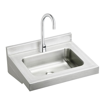 Elkay SS 22" x 19" x 5-1/2" Wall Hung Lavatory Sink Kit w/Sensor Faucet , Thermostatic Mixing Valve ELV2219SACTMC