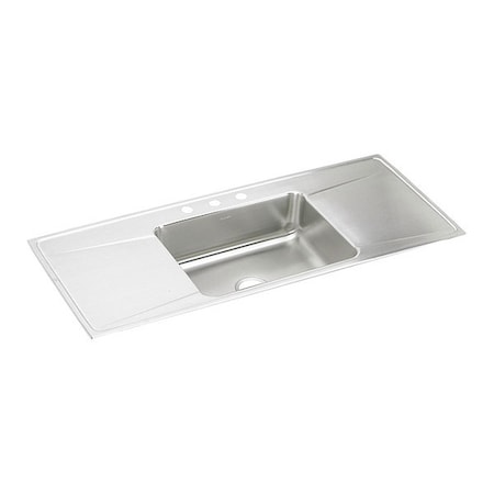 Elkay Sink, SS, 54x22x7-5/8", Top, Drain ILR5422DD2