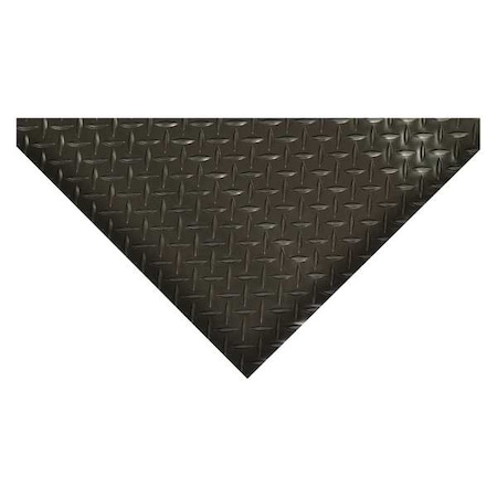 Notrax Antifatigue Mat, 75 ft. L x 3 ft. W, 5/32" Thickness, Vinyl, Diamond Plate, Black 737R7536BL