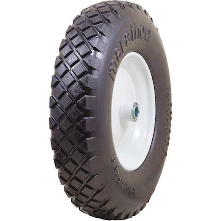 Zoro Select Flat Free Polyurethane Foam Wheel, 15 1/2 in Dia., 4 In W, 375 Load Rating 53CM71