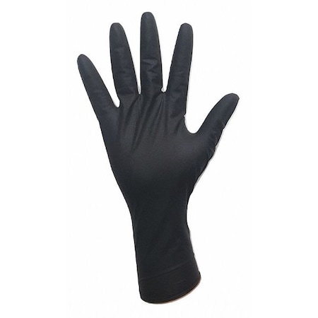Condor Disposable Gloves, 3.5 mil Palm, Nitrile, Powder-Free, XL (10), 100 PK, Black 53CV61