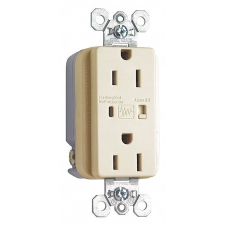 Legrand Straight Blade Receptacle, 5-15R, 15 A, 125V AC, 2 Pole, 3 Wire, Flush Mount, Isolated Ground 5262ISP