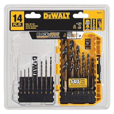 DEWALT BLACK AND GOLD DRILL BIT SETS DWA1184