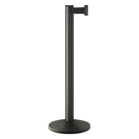 Lavi Industries Barrier Post with Belt, Black, 10 ft Length, 40 in Post Height, No Legend, Powder Coated 50-3000A/WB/BK