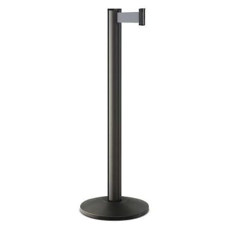 Lavi Industries Barrier Post with Belt, Black, 10 ft Length, 40 in Post Height, No Legend, Powder Coated 50-3000A/WB/GY