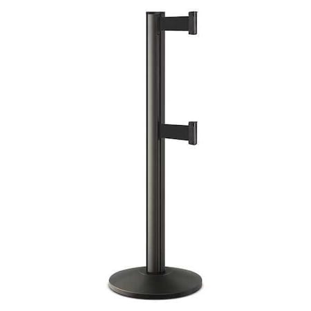 Lavi Industries Barrier Post with Belt, Black, 10 ft Length, 40 in Post Height, No Legend, Powder Coated 50-3000DL/WB/BK
