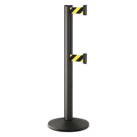 Lavi Industries Barrier Post with Belt, Black, 10 ft Length, 40 in Post Height, No Legend, Powder Coated 50-3000DL/WB/SF