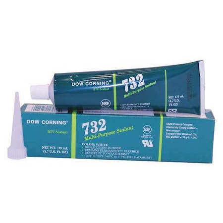 Dowsil Silicone Sealant, 4 oz, Tube, White, Silicone Base, 732 3138372
